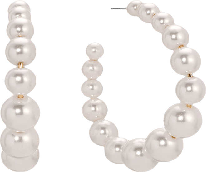 Cultured Pearl Bubble Hoops Earrings