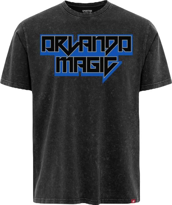 Men's and Women's Black Orlando Magic Rock Roll Collection Angus Premium Mineral Wash T-Shirt