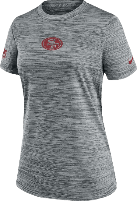 Women's Gray San Francisco 49ers Sideline Velocity Performance T-Shirt