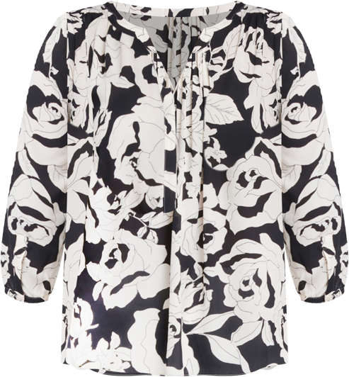 Women's Pintuck Split Round Neck Top