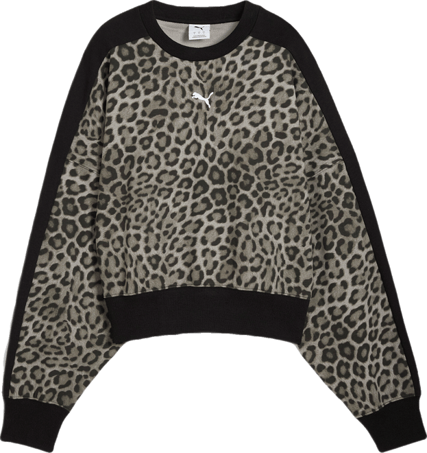 PUMA T7 Leopard Luxe Women's Animal Print Crewneck Sweatshirt