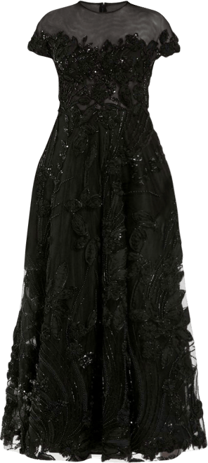 Mac Duggal Embellished Lace Illusion Neck A-Line Midi Dress |  Bloomingdale's Women