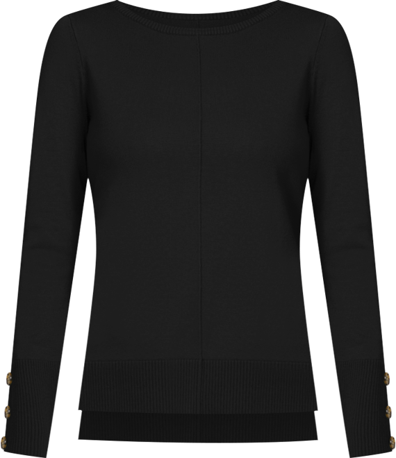 Women's Button-Cuff Lightweight Tunic Sweater