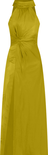 Women's Open Back High Neck Side Ruched Gown