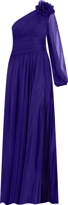 Mac Duggal Women's One Sleeve Ruched Chiffon Gown With 3D