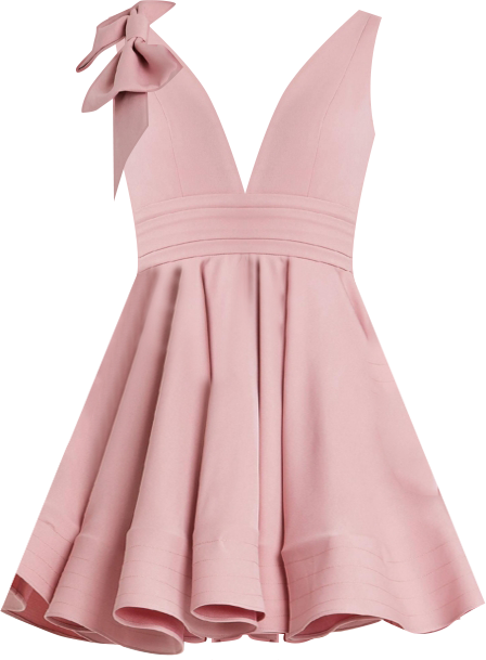 Women's Crepe Sleeveless V Neck Mini Dress With Bow