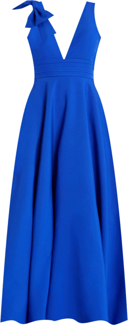 Women's Crepe Sleeveless V Neck Ballgown With Bow