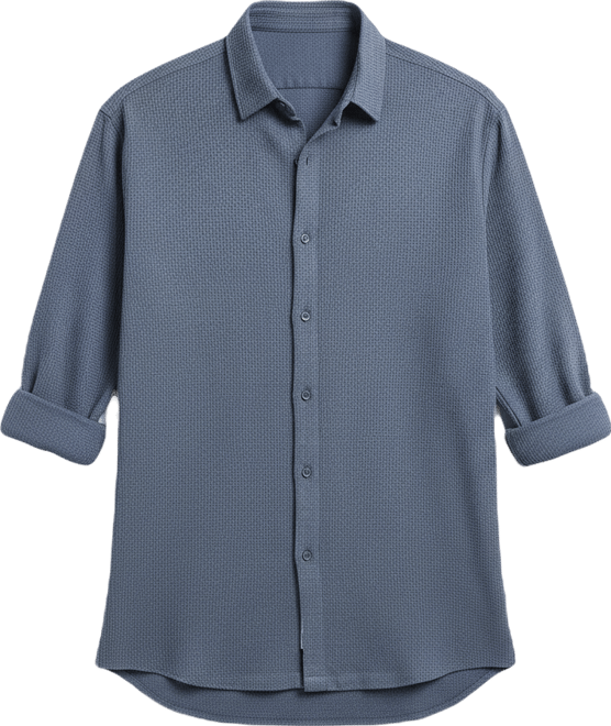 Men's Lapis Blue Waffle-Knit Shirt