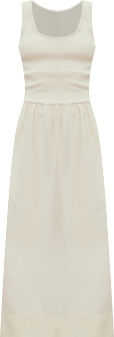 Women's Combined Fabric Flared Dress