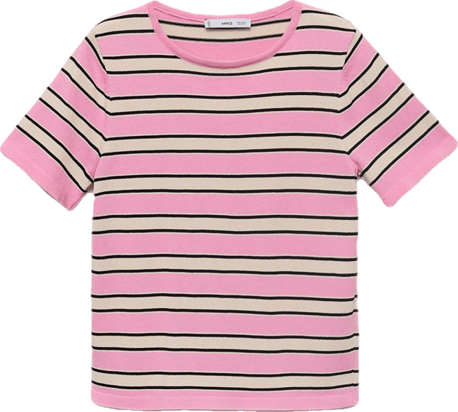 Women's Combined Stripes Short-Sleeved Sweater