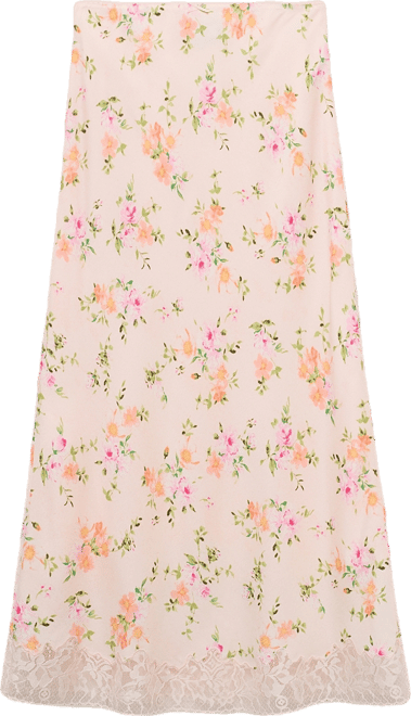 Women's Lace Detail Floral Skirt