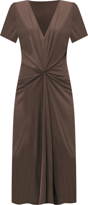 Women's Gathered Neckline V-Neck Dress
