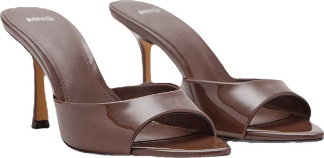 Women's Patent Leather Effect Heeled Sandals