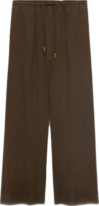 Women's Linen-Blend Elastic Waist Pants