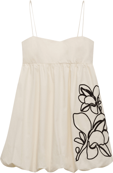 Women's Balloon-Effect Embroidered Dress