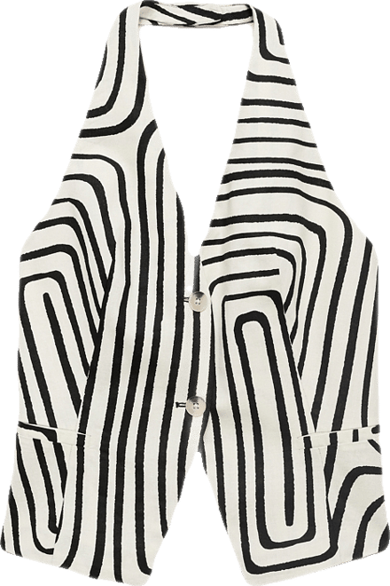 Women's Geometric-Print Linen Vest