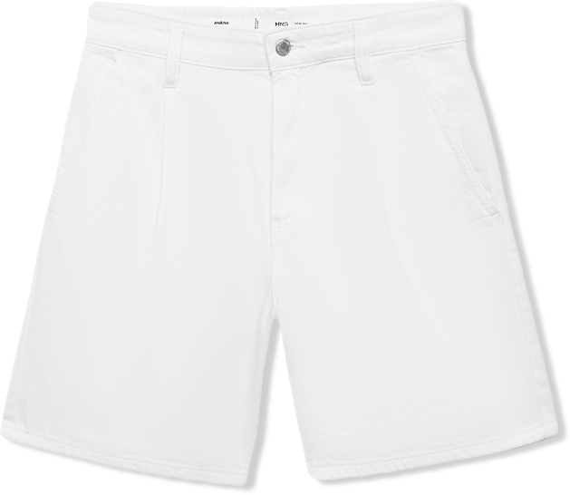 Women's Mid-Rise Pleated Denim Bermuda Shorts