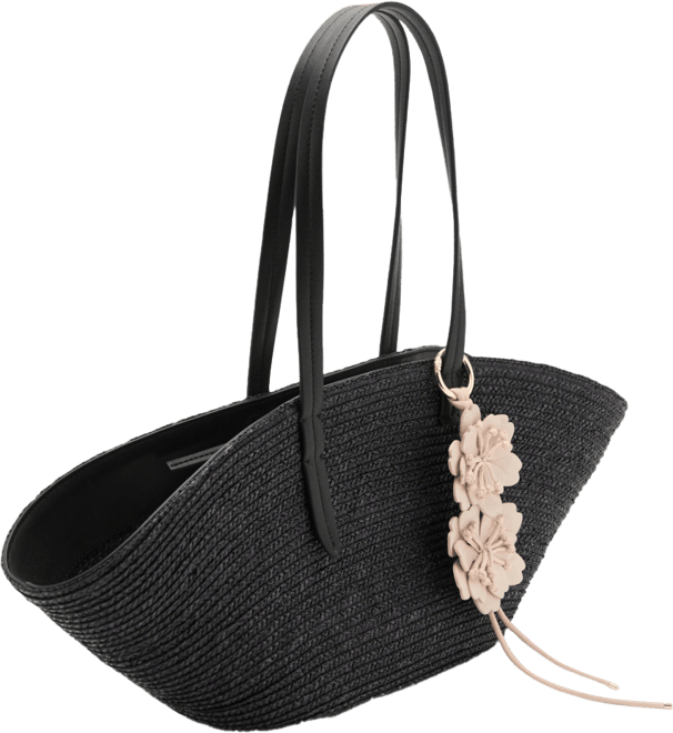 Women's Flower Charm Natural Fiber Basket Bag