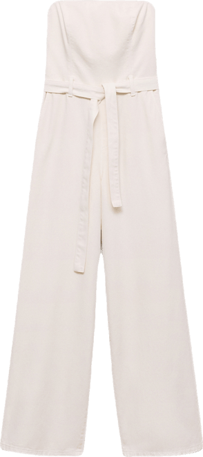 Women's Belted Denim Jumpsuit