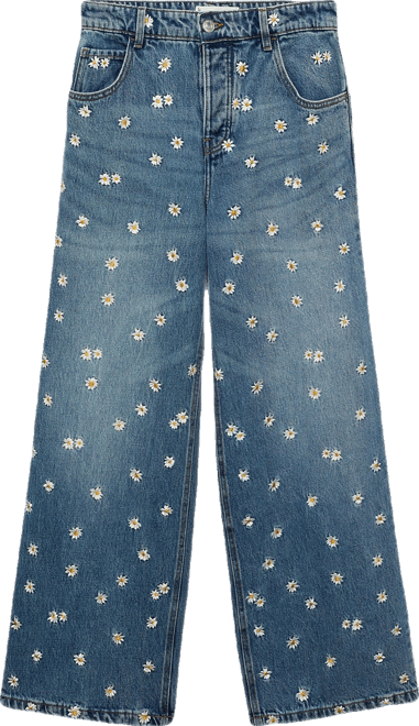 FLOWER EMBROIDERED WIDE JEANS サイズ1 FETICO(フェティコ)のFLOWER EMBROIDERED WIDE JEANS(デニム)の