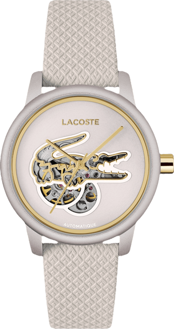 Women's L12.12 Automatic Platinum Leather Strap Watch, 38mm