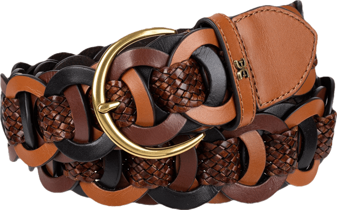 Women's Casual Woven Linked Genuine Leather Belt