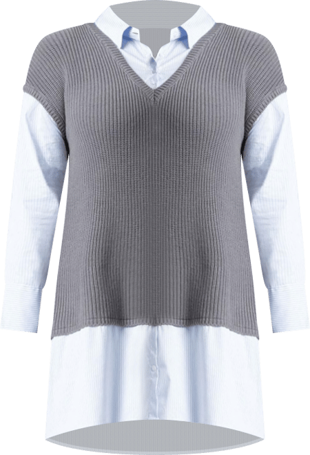 Women's Plus Size Twofer Shirt Dress