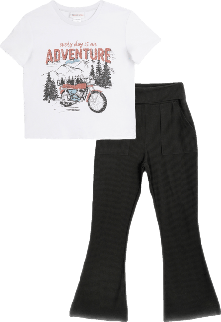Big Girls 2-Piece T-Shirt and Ribbed Flare Pants Set