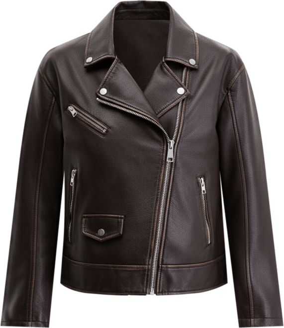 Women's Faux-Leather Moto Jacket