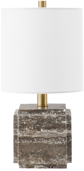 Pacha 15.5" Metal Stone Table Lamp with Fabric Shade
