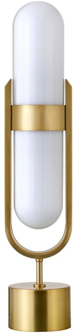 Blair 25" Metal Pill-Shaped Table Lamp with Milk Glass Shade