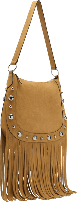 Women's Fringes and Stud Details Suede Bag