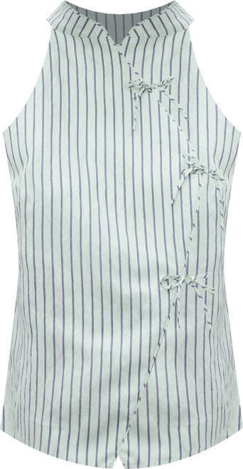 Women's Strap Neckline and Laces Striped Top