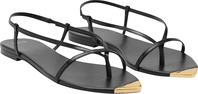 Women's Strap and Contrasting Toe Leather Sandals