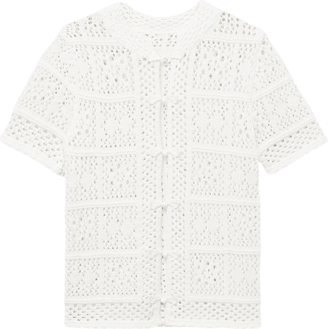 Women's Short-Sleeved Crochet Cardigan