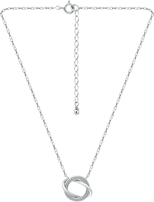 Cubic Zirconia Love Knot Pendant Necklace in Sterling Silver, 16" + 2" extender, Exclusively at Macy's