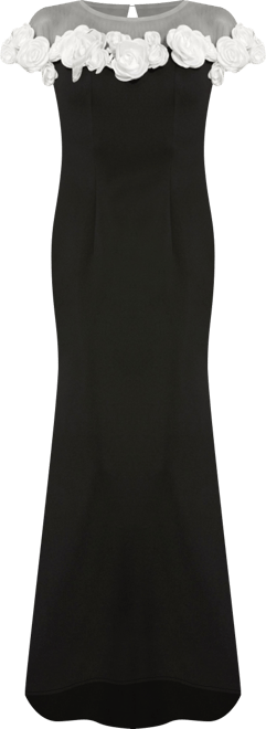 Women's Crepe Mermaid Gown With 3D Flowers