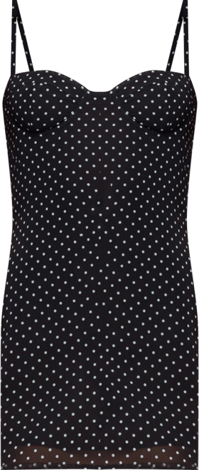 Womens Polka Dot Cupped Chiffon Mini Dress