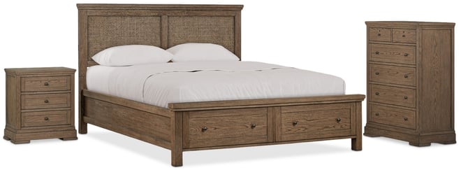 Alverton 3 Pc. California King Cane Storage Set (Bed, Chest & 3-Drawer Nightstand), Created for Macy's.
