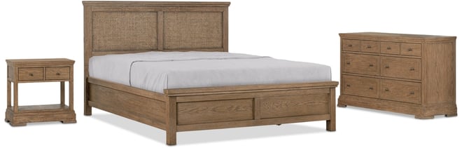 Alverton 3 Pc. King Cane Set (Bed, Dresser & 1-Drawer Nightstand), Created for Macy's