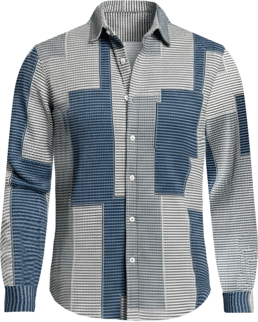 Men's Cloud Grey & Lapis Blue Retro-Pleat Shirt