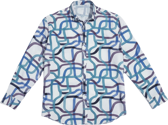 Men's Abstract Print Button Up Shirt