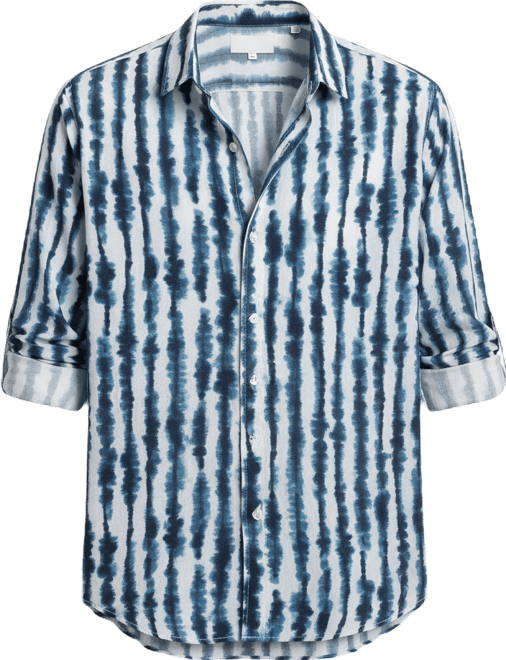 Men's Indigo Blue & Daisy White Ink-Striped Shirt