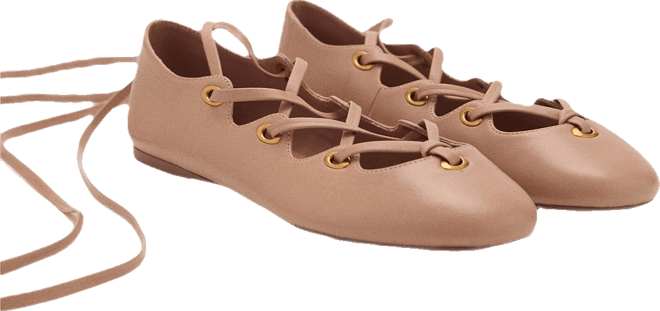 Women's Crossed Straps Leather Ballet Flats