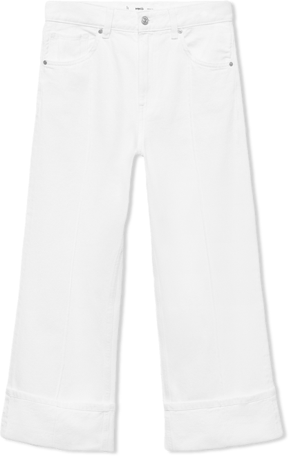 Women's Turned-Up Hem Wide Leg Cropped Jeans