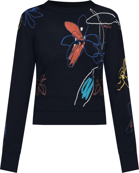 Women's Fine sweater with floral strokes
