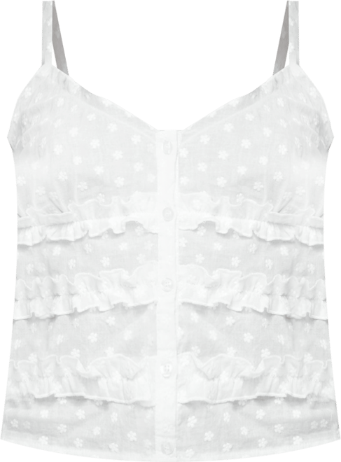 Womens Chrissa Embroidered Cotton Ruffle Top