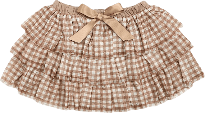 Little and Big Girls Gingham Printed Tulle Tiered Tutu Skirt