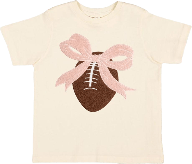 Little and Big Girls Coquette Football Patch Short Sleeve T-Shirt