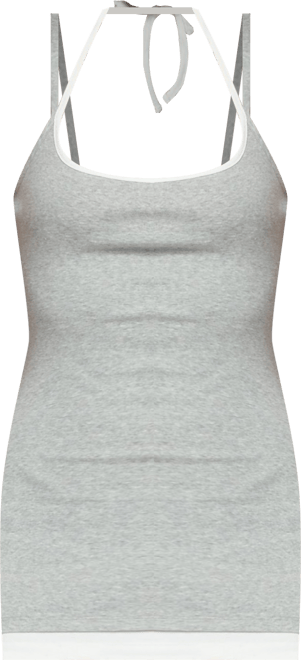 Women's Contrast Layered Look Halter Mini Dress